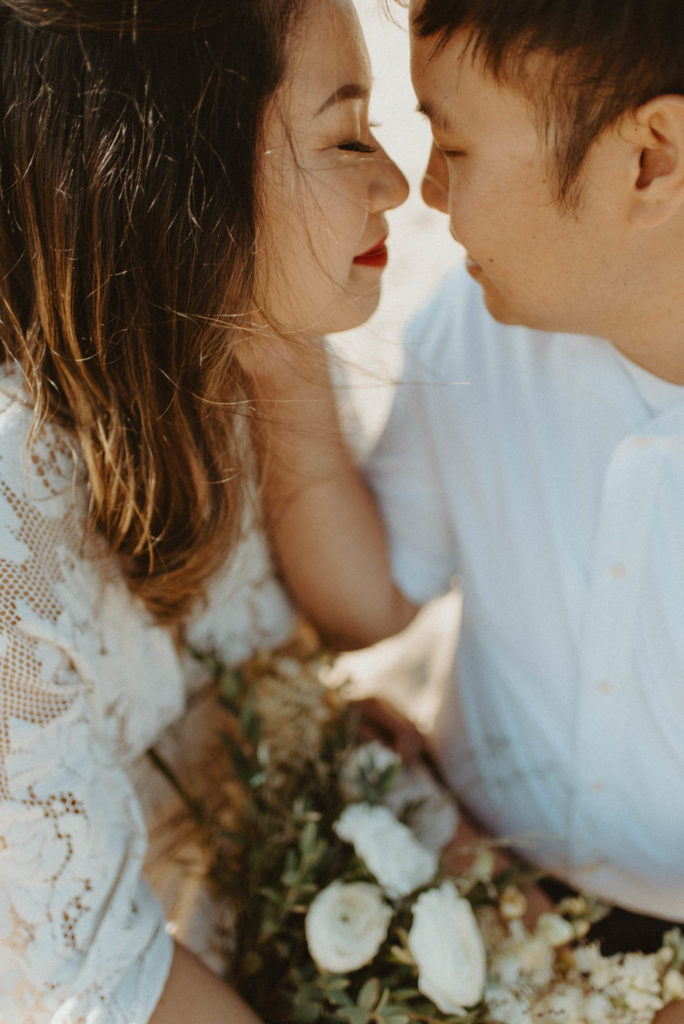 bride and groom kissing at their elopement