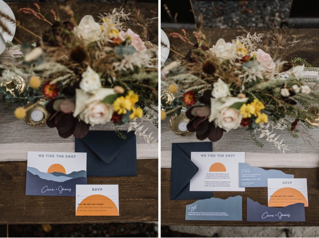 mountain inspired wedding invitation set by Avi Scribbles
