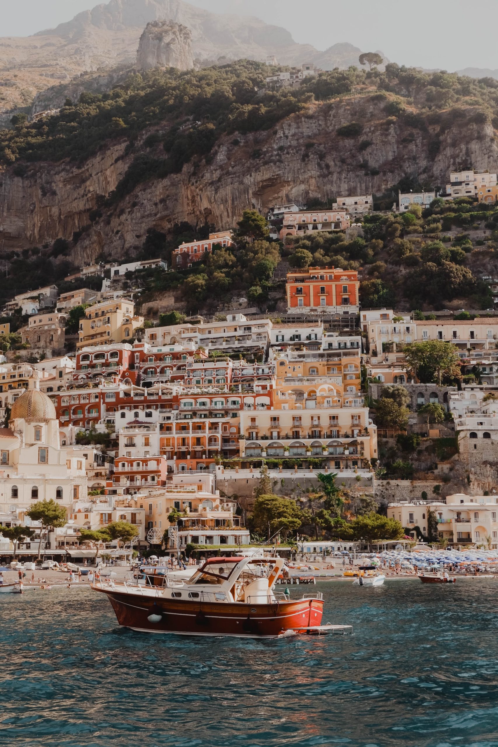 boat going by Amalfi Coast, Italy