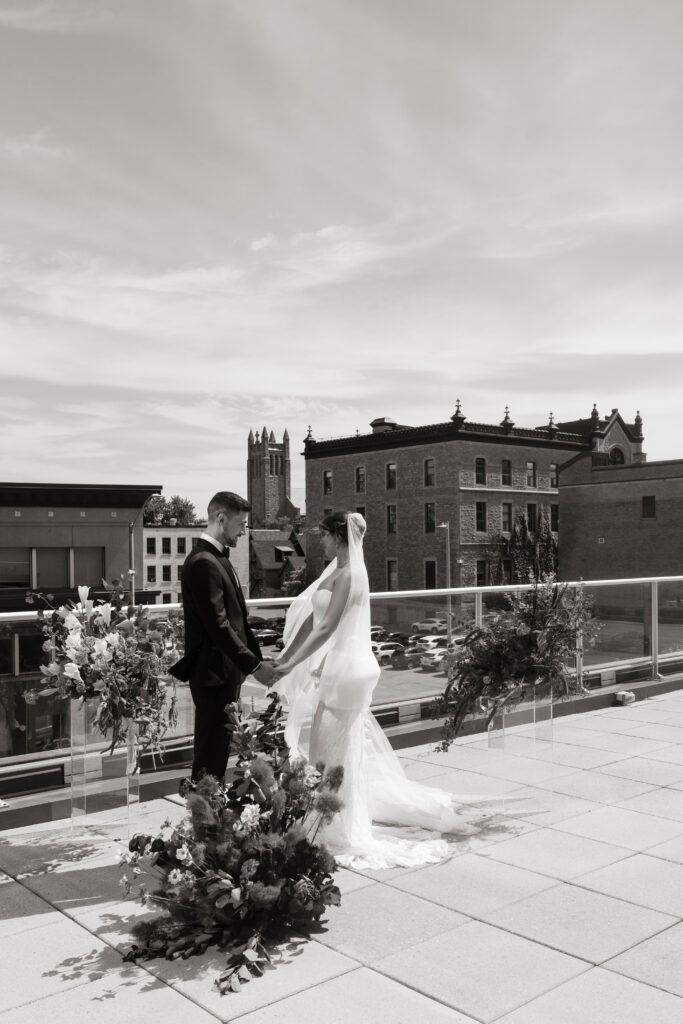 intimate rooftop ceremony outside at OAG wedding in Ottawa