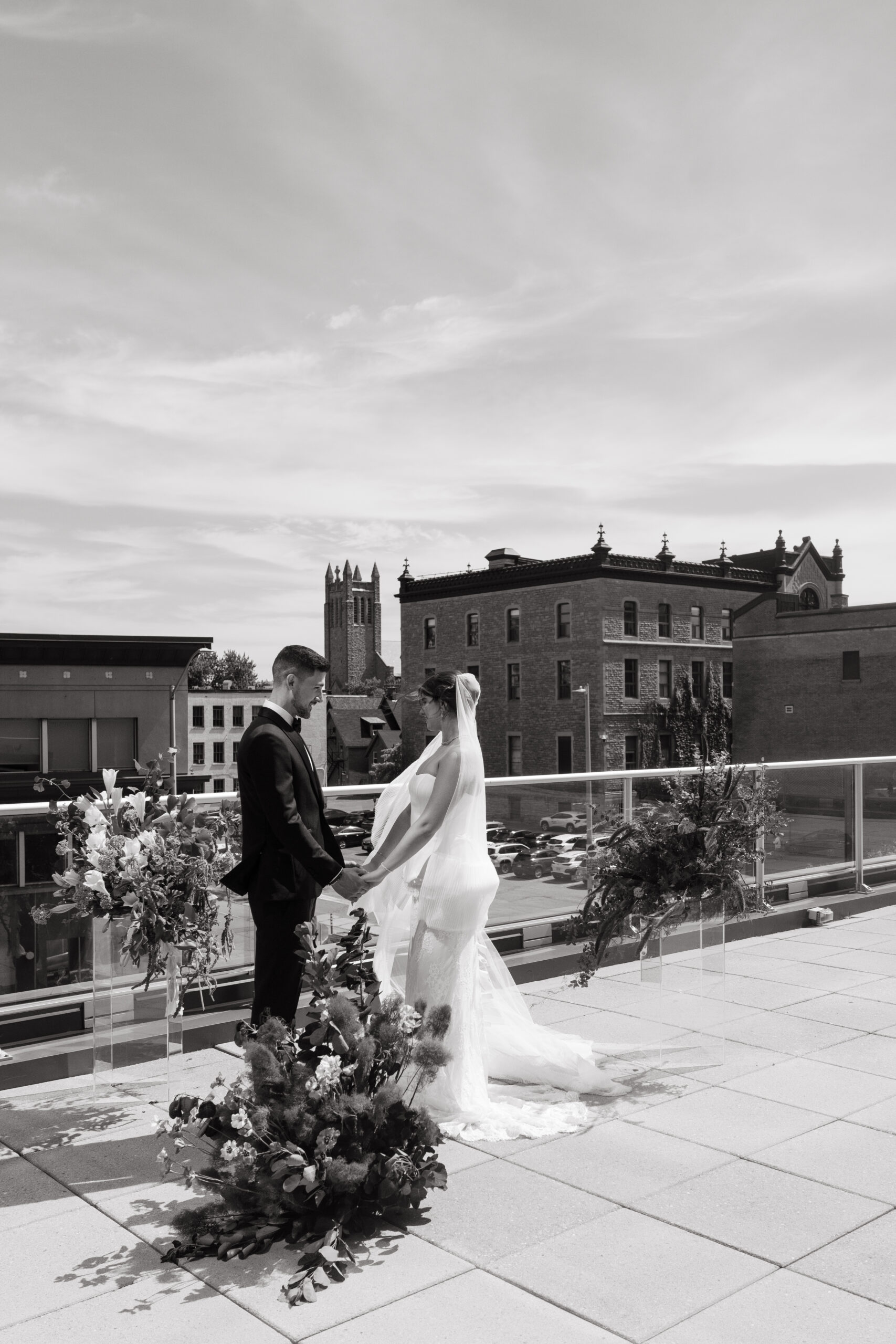 intimate rooftop ceremony outside at OAG wedding in Ottawa