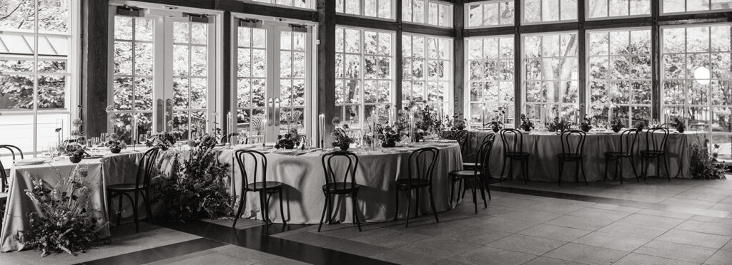 elegant restaurant wedding setup at Central Park Boathouse in NYC